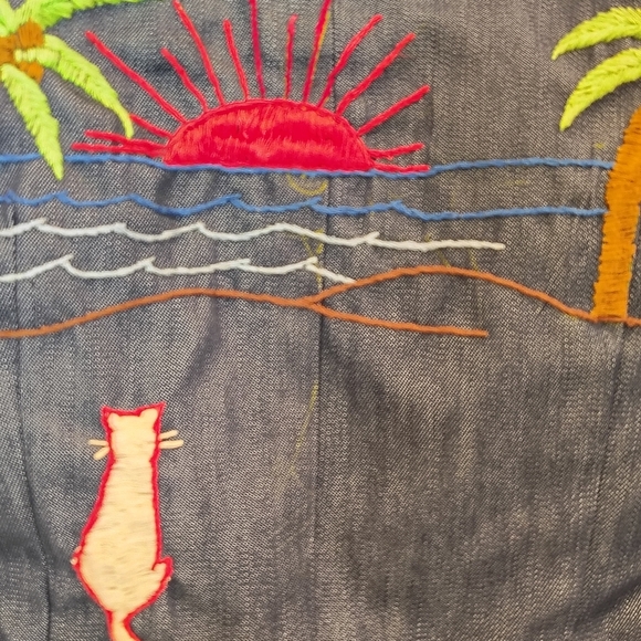 ECCLECTIC EMBROIDERED DENIM SHIRT JACKET WOMENS S/M GRAIL UNIQUE BOHO HIPPIE - Picture 7 of 9